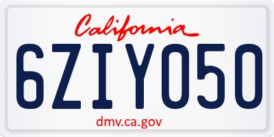 CA license plate 6ZIY050