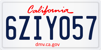 CA license plate 6ZIY057