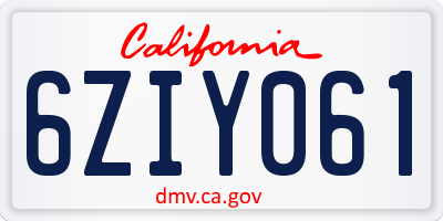 CA license plate 6ZIY061