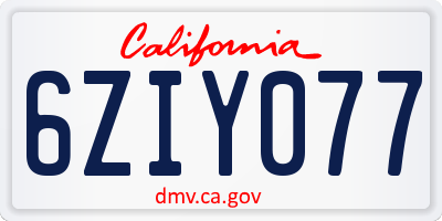 CA license plate 6ZIY077
