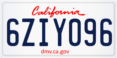 CA license plate 6ZIY096
