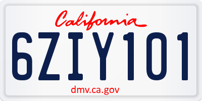 CA license plate 6ZIY101