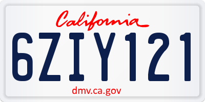 CA license plate 6ZIY121