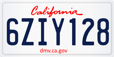 CA license plate 6ZIY128