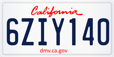 CA license plate 6ZIY140