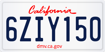 CA license plate 6ZIY150