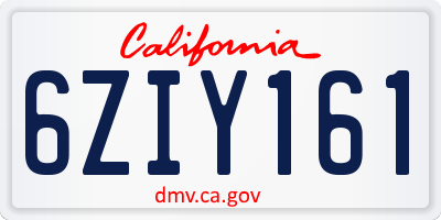 CA license plate 6ZIY161