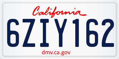CA license plate 6ZIY162