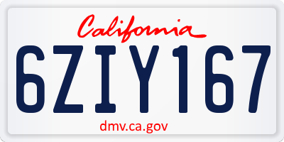 CA license plate 6ZIY167