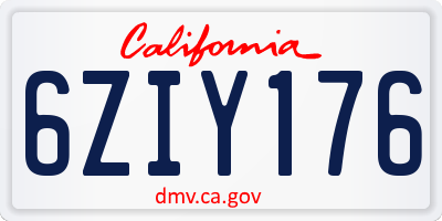 CA license plate 6ZIY176