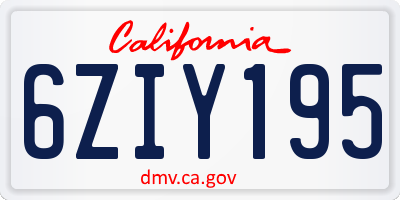 CA license plate 6ZIY195