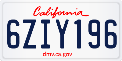 CA license plate 6ZIY196