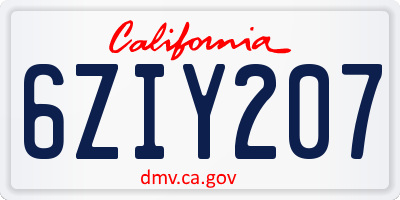 CA license plate 6ZIY207
