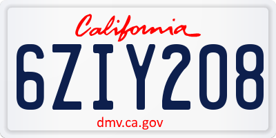 CA license plate 6ZIY208