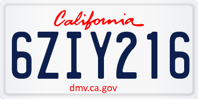CA license plate 6ZIY216