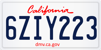 CA license plate 6ZIY223