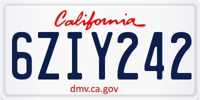 CA license plate 6ZIY242