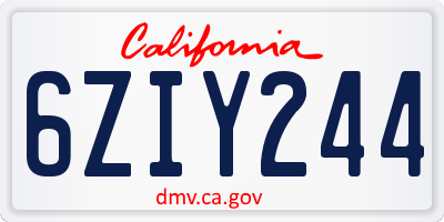 CA license plate 6ZIY244