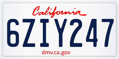 CA license plate 6ZIY247