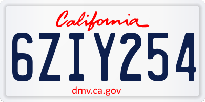 CA license plate 6ZIY254