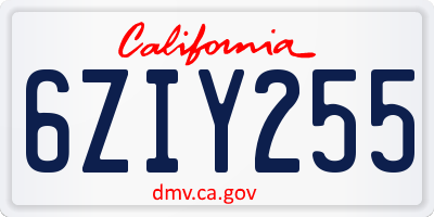 CA license plate 6ZIY255