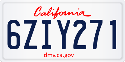 CA license plate 6ZIY271
