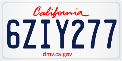 CA license plate 6ZIY277