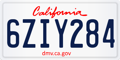 CA license plate 6ZIY284