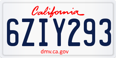 CA license plate 6ZIY293
