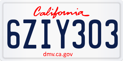 CA license plate 6ZIY303
