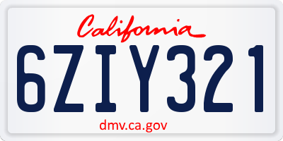 CA license plate 6ZIY321