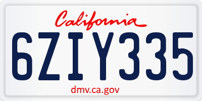 CA license plate 6ZIY335