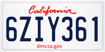 CA license plate 6ZIY361