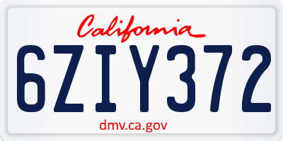CA license plate 6ZIY372