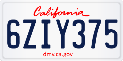 CA license plate 6ZIY375