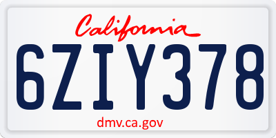 CA license plate 6ZIY378