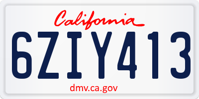 CA license plate 6ZIY413
