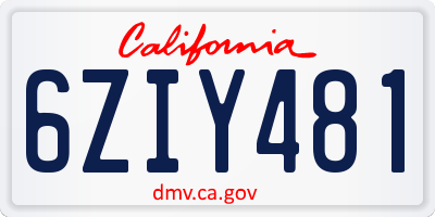 CA license plate 6ZIY481