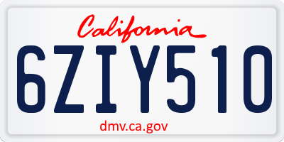 CA license plate 6ZIY510
