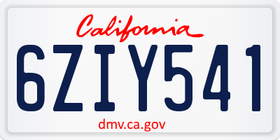 CA license plate 6ZIY541