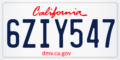 CA license plate 6ZIY547