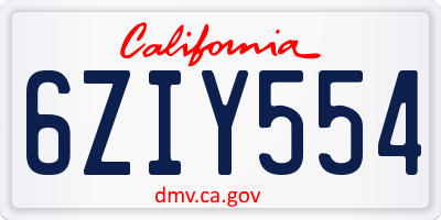 CA license plate 6ZIY554