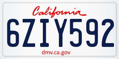 CA license plate 6ZIY592