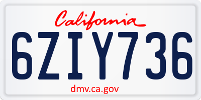 CA license plate 6ZIY736