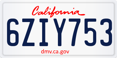CA license plate 6ZIY753