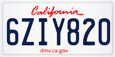 CA license plate 6ZIY820