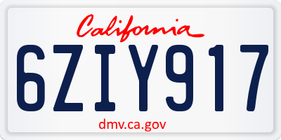 CA license plate 6ZIY917