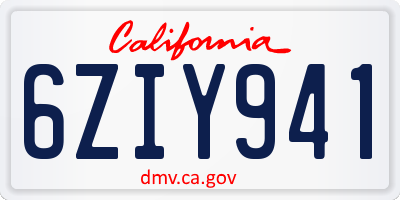 CA license plate 6ZIY941
