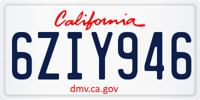 CA license plate 6ZIY946