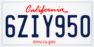 CA license plate 6ZIY950